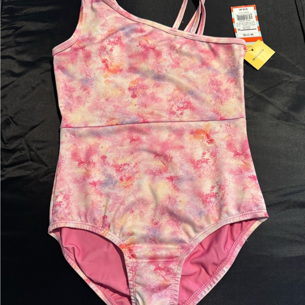 Cat & Jack Pink Tie-Dye One-Shoulder Dance Leotard
